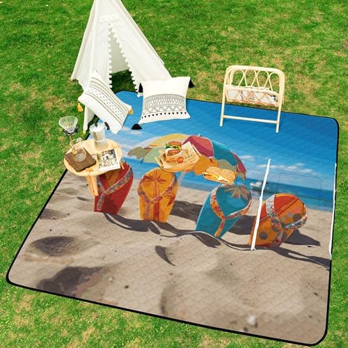 Couverture de plage imperméable et pliable avec fermeture éclair colorée