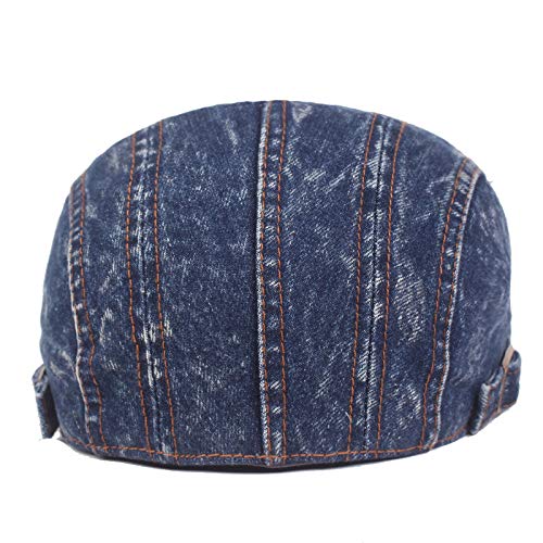 Image of Quanhaigou Men's Cotton Flat Ivy Gatsby Newsboy Driving Hat Adjustable Irish Cabbie Ivy Driving Hunting Cap (Washed Blue Denim)