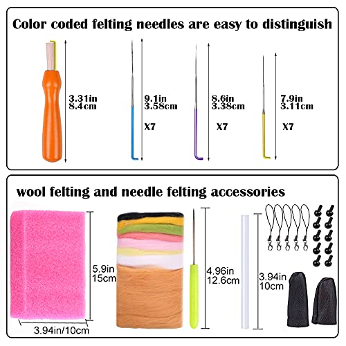Needle Felting Kit, Needle Felting Beginner Kits Includes 3 Pcs Animal Doll Instructions+Box+Needle Felting Basic Tools, Complete Needle Felting Tools And Supplies For Diy Felting Starters And Kids #TOP1