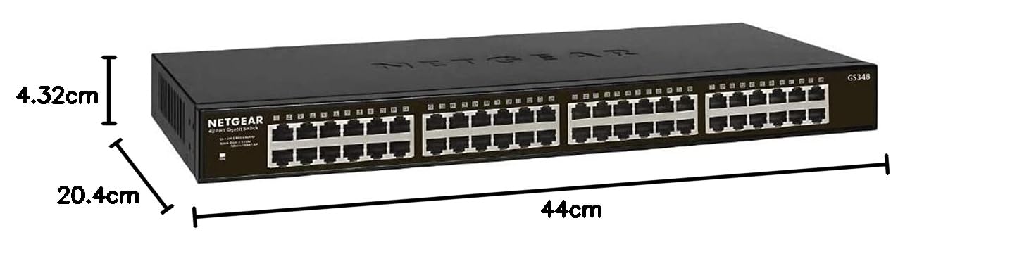 NETGEAR Switch Ethernet 48 Porte Unmanaged GS348, Switch Gigabit con Opzioni di Montaggio Desktop o a Parete, Funzionamento Silenzioso