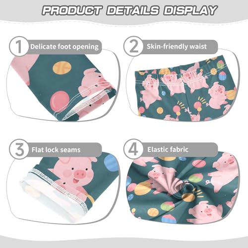 Cartoon Pig Play Balls Girls Leggings Soft Stretch Workout Yoga Dance Pants for Kids Casual Tights3