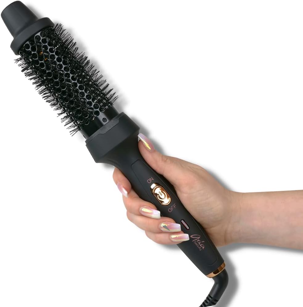 HairGoals Hot Styling Brush - Hair Dryer and Blow Dryer with Round Brush Adds Volume - Achieves Perfect Blowout Effect - Black - 1 pc