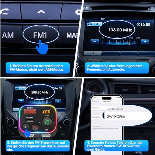 Syncwire Bluetooth 5.4 FM Transmitter Auto Ladegerät 54W PD&QC3.0 USB C Auto Adapter...