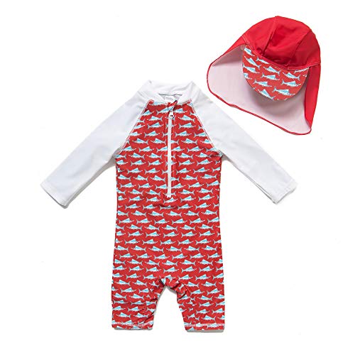 BONVERANO Baby Boy UV Swimsuit UPF 50+ Sun Protection S/S One Piece Kids Sunsuit Zipper (Dorado, 24-36 Months)