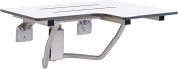 Folding Shower Seat - Wall Mount Bench for Inside Shower / ADA Bathroom Safety Assist / 304 Stainless Steel / Phenolic Resin / Left / 28" x 21"