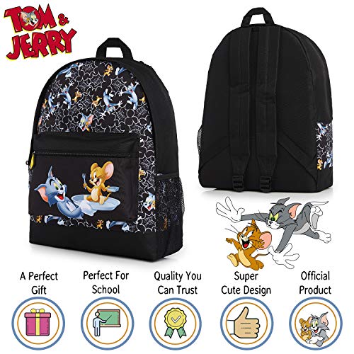 Tom En Jerry Rugzak, Zwart Schooltas met de Beroemde Cat en Muis Cartoon Karakters, Jongen en Meisjes Schooltassen… - Image 3