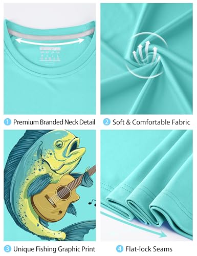 Image of Men's UPF 50+ Sun Fishing Shirt, Long Sleeve UV Protection Tee, Quick Dry Rash Guard for Outdoor Swim Hiking