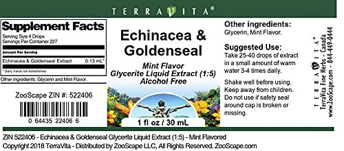 Miniatura 4 de Extracto líquido de glicerita de equinácea y sello de oro (15) - sabor a menta (1 oz, ZIN 522406)