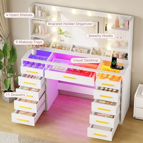 Mesa Maquillaje ANWBROAD con Espejo Luces LED para Tu Dormitorio 4