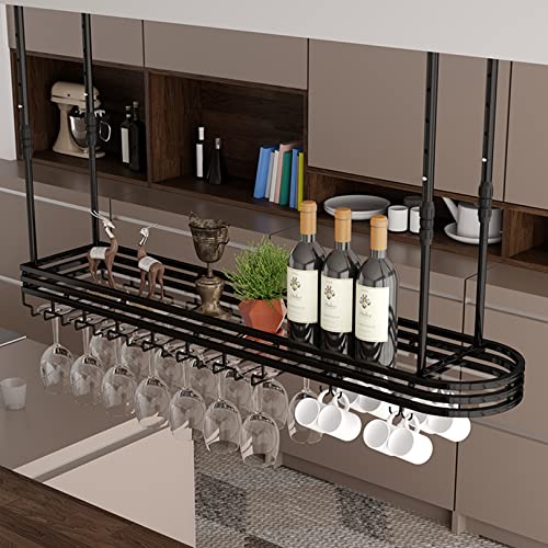 Étagère murale bar pour bouteilles et verres avec lumières LED