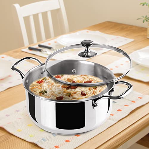 Image of Milton Pro Cook Induction Cookware & Gas Stove Friendly Triply Stainless Steel Casserole Handi /Biryani Pot with Glass Lid 18 cm | 2.3 Litre | Cook-N-Serve Bowl | 2 Year Warranty