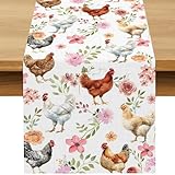 Buxiuer Chicken Party Decoration Spring Easter Farm Animal Hen Table Runner Barnyard Birthday Baby Shower Dining Home Kitchen Island Decor