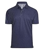 Alex Vando Mens Golf Shirt Moisture Wicking Classic Print Golf Shirts for Men,Navy Sail,XL