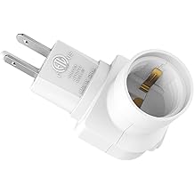 Borju Plug in Light Socket, Outlet to Socket Adapter, 360&deg; Rotatable Plug with On/Off Switch, ETL Listed, White