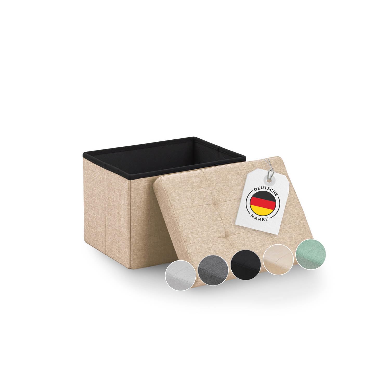 Blumtal Sitzbank mit Stauraum - Truhenbank mit Stauraum 41x31x31cm - Sitztruhe mit Stauraum - Sitzwürfel - Aufbewahrungsboxen - Sitzbank klein - Sitzbank Beige - Hocker Beige