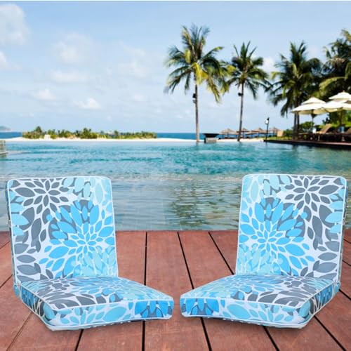 Image of JMGBird Floor Chair with Back Support - Adjustable 5-Position Gaming Chair, Waterproof Light Blue Floral Print, Indoor Outdoor Meditation Cushion