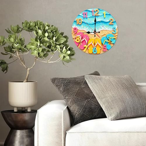 Reloj de pared madera MDF 10 pulgadas movimiento silencioso miniatura 4