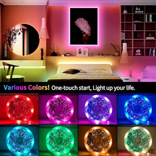 Tira LED multicolor 100 pies con control remoto y fuente miniatura 6
