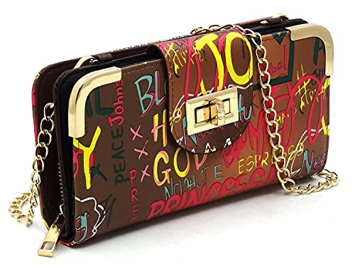 Multicolor Graffiti Printed Cell Phone Purse Wallet Smartphone Crossbody Wallet Travel Multifunction Phone Case Wristlet2