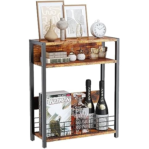 IBUYKE Narrow Side Table with Storage Shelf, 3 Tier End Table,Modern Sofa Table,Small Nightstand with Magazine Rack,Telephone Table for Small Spaces,for Living Room, Bedroom,Brown UTMZ001H Cover