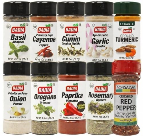 10-Piece Spice Starter Set | Badia Cayenne Pepper, Paprika, Orega...