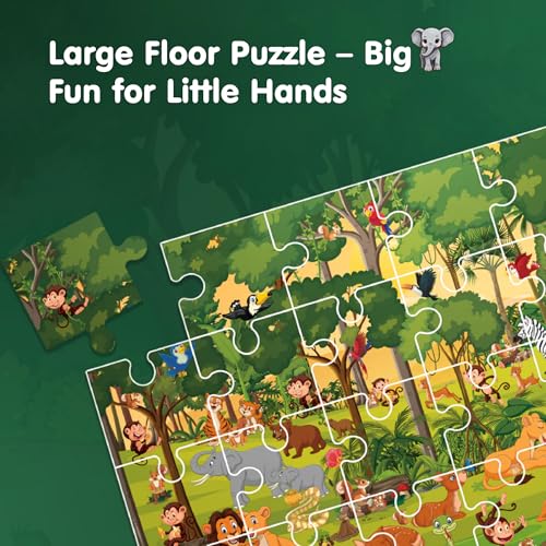 Image of Find The Character | Animals! Jungle Fun | 30 Pieces Floor Jigsaw Puzzle for Kids 3+ Years | Find The Squirrel & Coloring DIY Activity | Wild Animals Jigsaw Puzzle