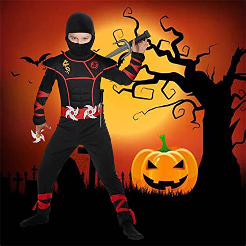 Ninja Costume For Boys Halloween Costume, Ninja Deluxe Costume Set For Kids, Ninja Muscle Costume With Mask Black And Ninja Foam Accessories, For Kids Kung Fu Outfit Halloween Ideas(M) #TOP6