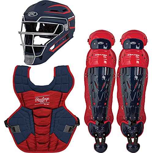 Rawlings Velo 2.0 NOCSAE Adult Catchers Set (Age 15 & Up) Navy | Scarlet
