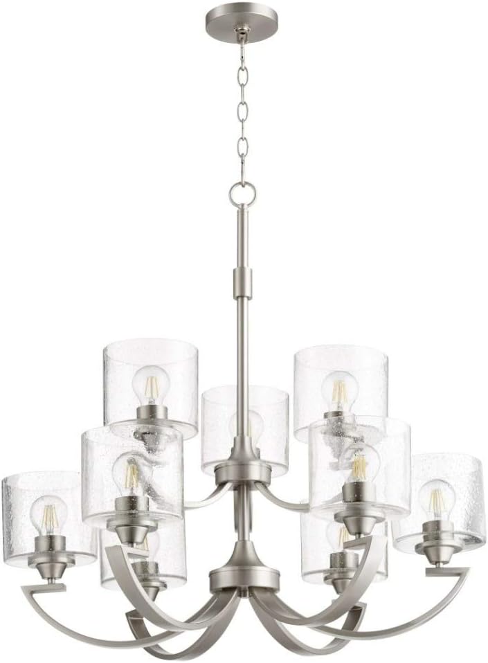 Quorum International Dakota 9-LT Chandelier - Satin Nickel - 6202-9-65, Silver
