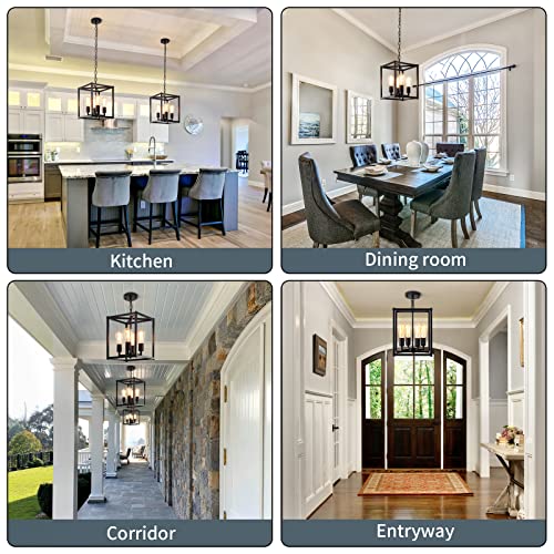 Gzbeini 4-Light Black Farmhouse Chandelier Light Fixtures, Kitchen Chandelier Hanging Light Fixture Farmhosue Pendant Light With Adjustable Height,Hanging Lights For Kitchen,Foyer,Dinning Room #TOP2