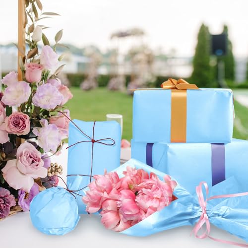 Image of 120 Sheets 20 inchX14 inch Baby Blue Tissue Paper for Gift Bags Wrapping, Art Tissue Paper Bulk for Weddings Birthday Party Crafts Decoration