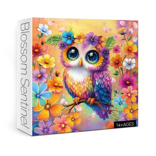 Colorful Owl Bird Puzzle for Adults 1000 Pieces, Nature Flower Animal Jigsaw Puzzles, Challenging Fl