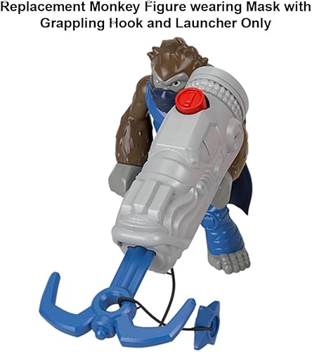 Miniatura 2 de Fisher-Price Pieza de repuesto Imaginext Gorilla Fortress Playset  HML57  GYX00  Figura de mono posable de repuesto con máscara, gancho de agarre y