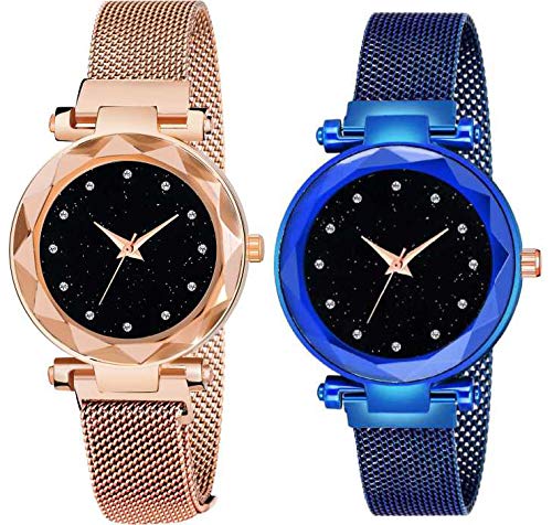 Acnos® Premium Blue and Rose-Gold Color 12 Point with Trending Magnetic Analogue Metal Strap Watches for Girls and Womens Pack of - 2(DM-170-180) (B08966K6X6) Amazon Price History, Amazon Price Tracker