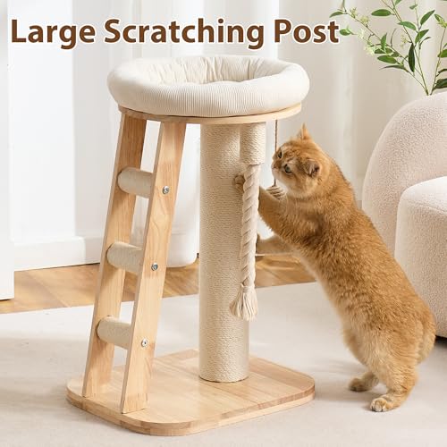 Torre para gatos moderna pequeña con rascador blanco miniatura 3