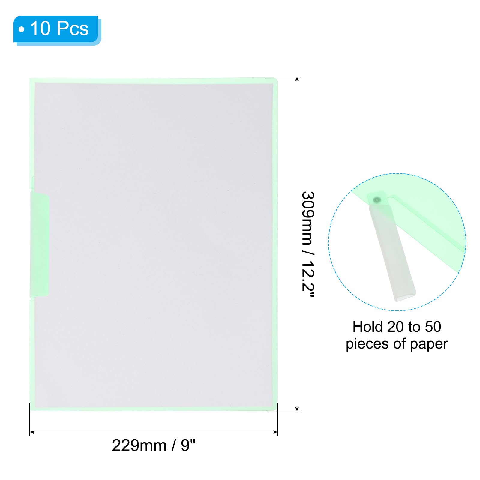 PATIKIL Plastic Folders with Mid-Side Swing Clip - Image 2