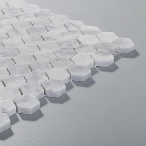 Miniatura 7 de Lovdeco Carrara - Azulejo de mosaico de mármol blanco, azulejos de mármol italiano de espiga pulida para ducha, cocina, pared, suelo de baño, 1 x 3