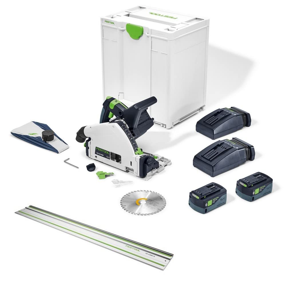 Festool Scie plongeante sans fil festool tsc 55 5,2 kebi-plus/xl-fs - 2 batteries 18v, chargeur + lame ø160mm + rail fs1400/2-577006