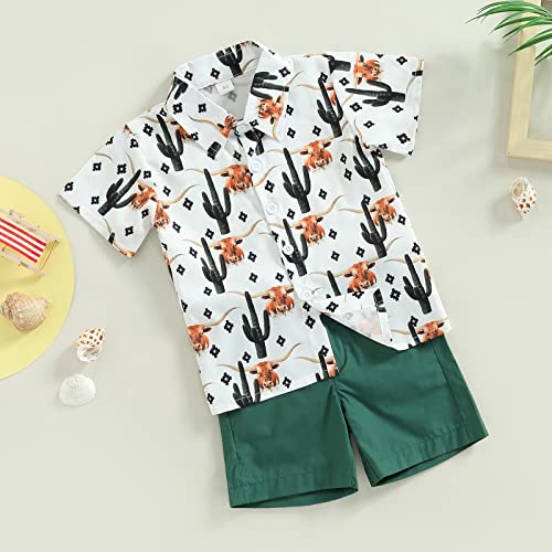 Mainesaka Toddler Baby Boys Gentleman Clothing Set Polo Button Down Shirt Casual Short Pant Summer Short Sleeve Outfits(A-Cowboy 2,18-24M) #TOP2