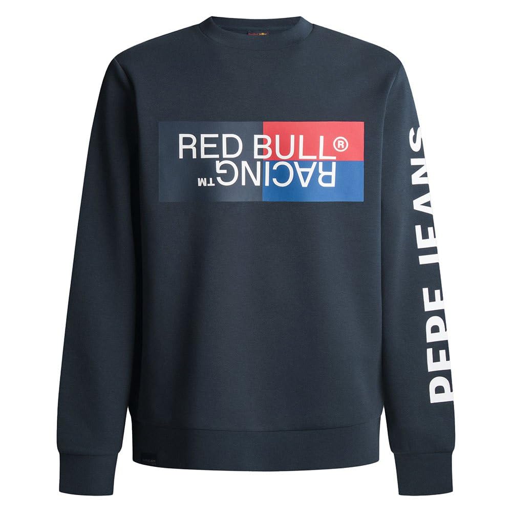 Red Bull Racing X Pepe Jeans Men's RBR Colour Block Graphic Crew Sweatshirt, Blue (Dulwich Blue), XS