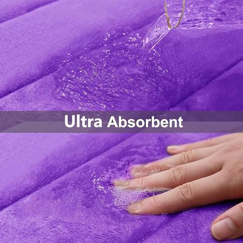 Image of Buganda Memory Foam Soft Bath Mats - Non Slip Absorbent Bathroom Rugs Rubber Back Runner Mat for Kitchen Bathroom Floors 16 inchx47 inch, Purple