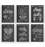 Produkttyp: GUILD HOME Harley Davidson Set Of 6 Patent Posters - Biker Giclee Print Art Kunst Wall Dekor Decor Entwurf Wandkunst Blueprint Geschenk Gift - Frame Not Included