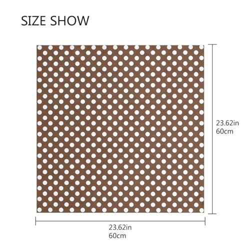 Square Scarf Polka Dots Brown Silk Feeling Bandanas Head Scarfs Hair Wraping Neckerchief for Women 23.6 Inch2