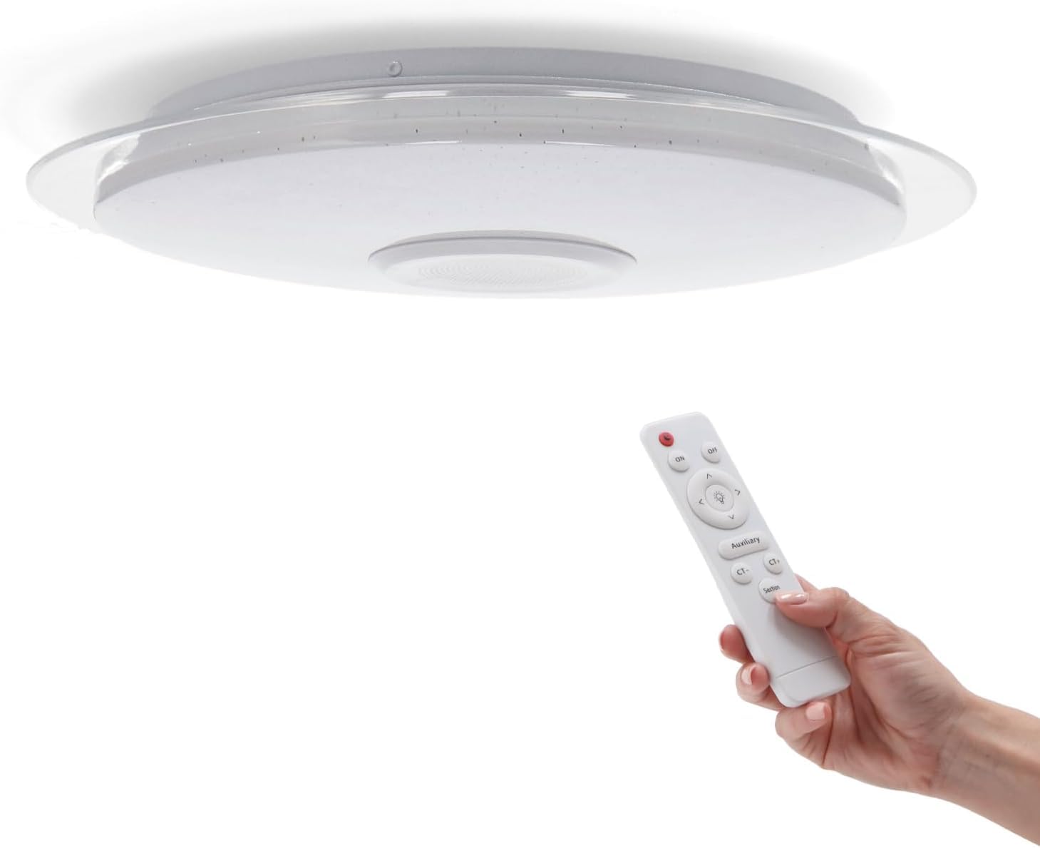 M Ledme - Lámpara de Techo LED Regulable de 36W, 500mm, Luz con Música Que Cambia de Color RGB+CCT, con Altavoz, Bluetooth, Controlada Remoto y Aplicación, Adecuada Para Baño, Dormitorio, LM6609