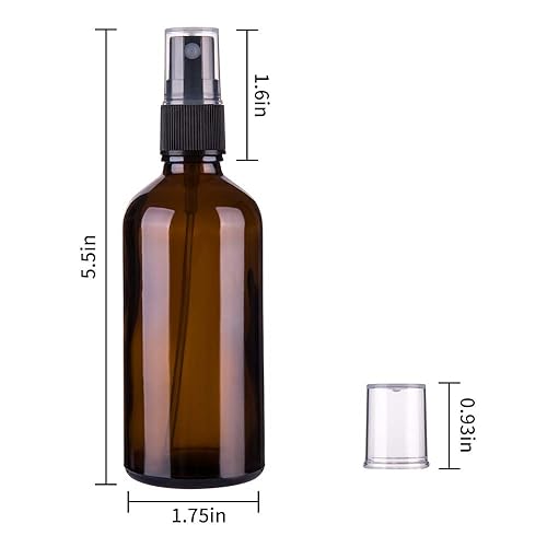 Miniatura 7 de Hydior Botella de spray de vidrio ámbar de 4 onzas para aceite esencial, botella de spray vacía de niebla fina, paquete de 6