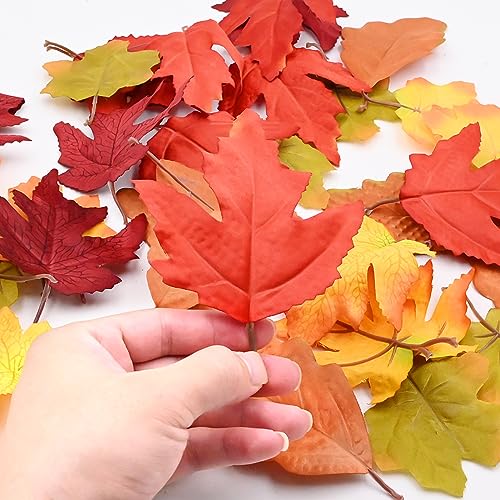 40 Pcs Autumn Maple Leaves,Toppedy Artificial Autumn Fake Fall Leaves Mixed 6 Color Perfect For Decorating Autumn Party Thanksgiving Day Halloween Party Crafts, Autumn Decoration - Image 2