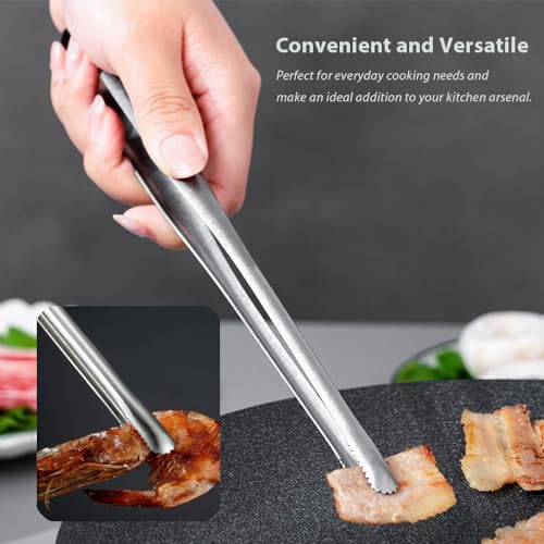 2 Pcs Korean BBQ Tongs Kitchen,Stainless Steel Meat Grill Tong For Cooking Portable Kitchenware Grill Tongs for Home Outdoor Steak Salad Food - image 3