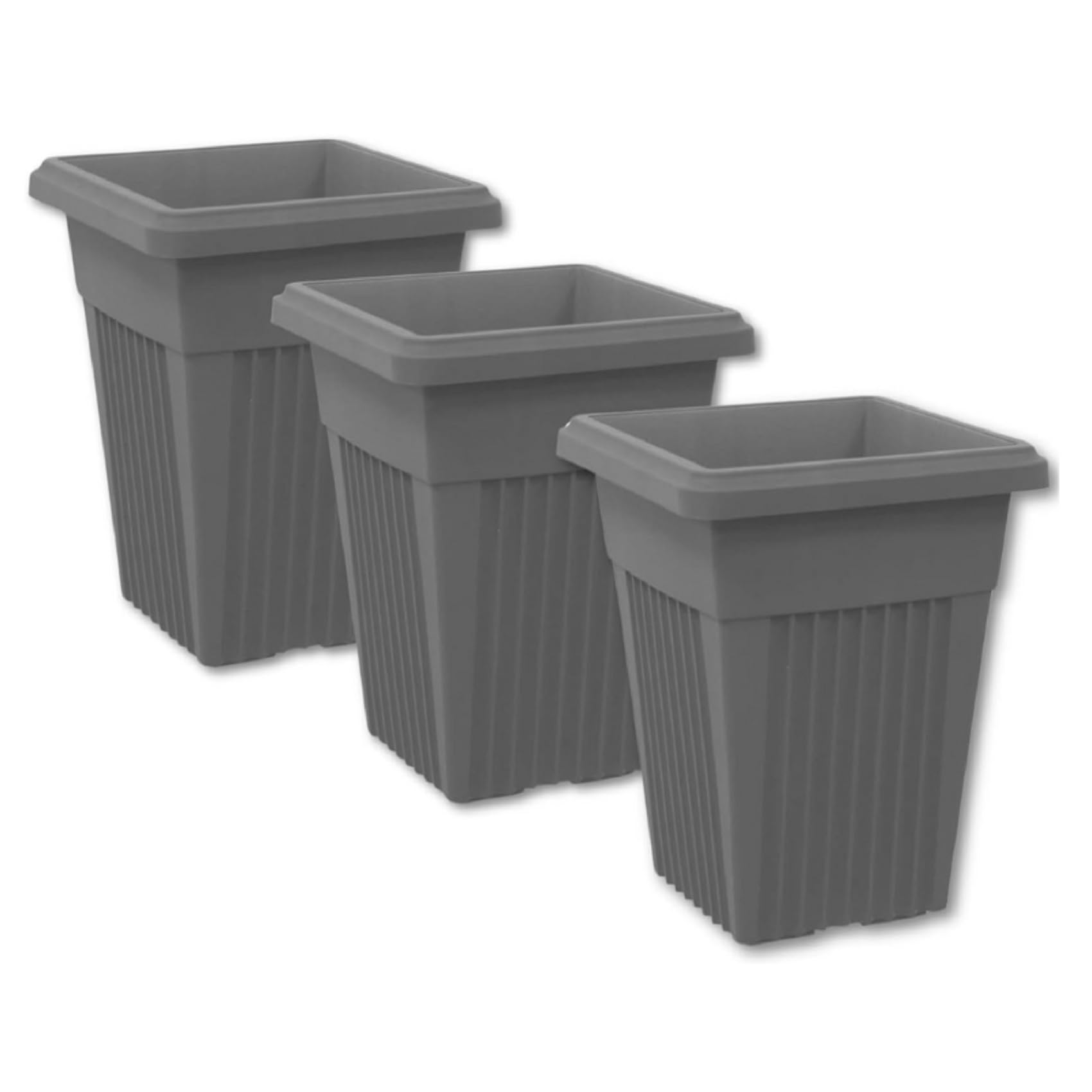 Khanary 40cm Sovereign Pillar Upright Tall Planters –Modern Square Flower Pot Garden, Patio, Front Door, decks, doorways, balconies, or offices (40cm Planter-Dark Grey, 3x 40cm Planter)