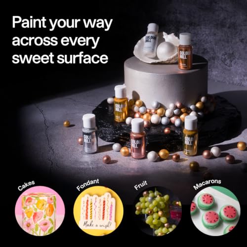 Image of Colour Mill Edible Food Paint - Vibrant Cake & Fondant Decorating Colors for Cookies, Chocolate, Royal Icing & Desserts 20 Milliliters - Metallic Glamor