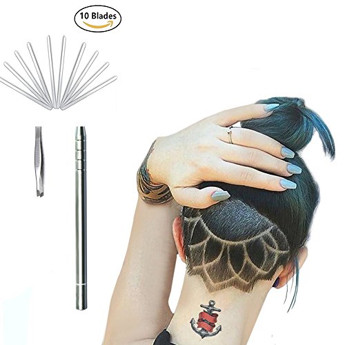 Yamissi Shaver Pen, Razor Pen for Hair, Stainless Steel Salon Magic Engraved Pen for DIY Hair Styling (Silver)